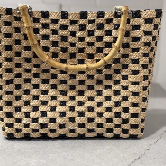 Straw Studios Handbags - Vintage Straw Studios Woven Wicker Lined Handbag w/Bamboo Handles